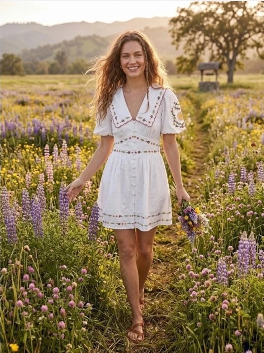 Caroline Constas Floral Embroidery Mini Dress